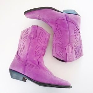 SOLD 80s Purple Suede Cowboy Boots Spain sz 8.5
